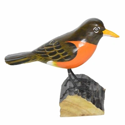 WOOD ROBIN HANDMADE Coastal Garden Statue Dockside Bird Yard Art Sculpture Decoy - Image 1 of 3