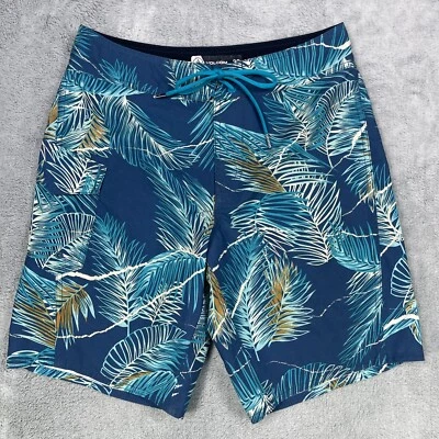 Volcom Board Shorts Men's 29 Blue Floral Hawaiian Hybrid Swimwear - Image 1 of 4