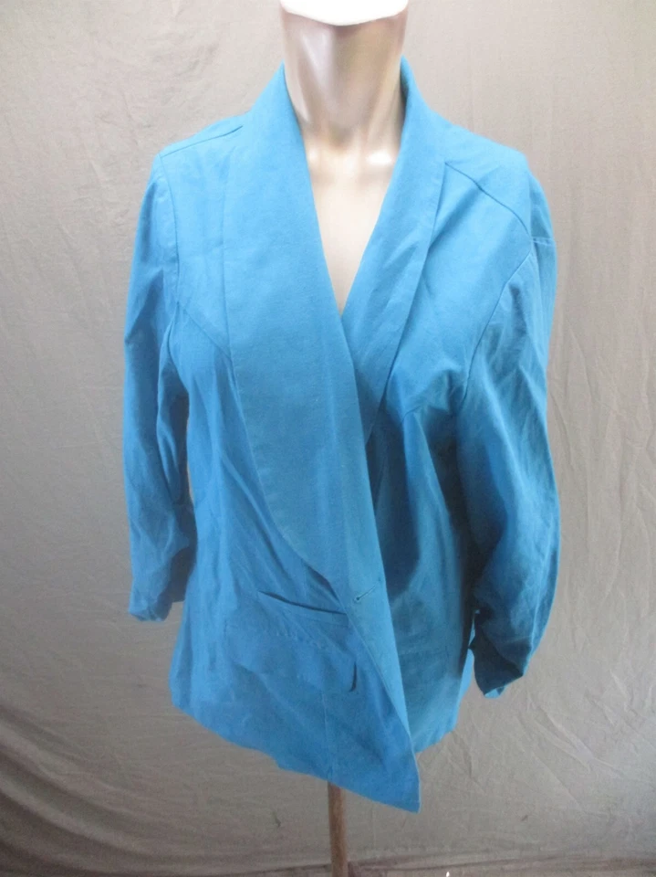 Blazer de verano TORRID talla 2 para mujer azul mezcla de lino bolsillo solapa frente abierto 843 Foto 1 de 4
