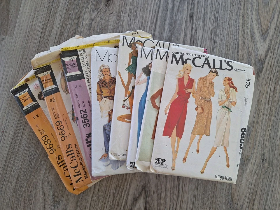 Vintage lot of 8 McCall's Crafts Sewing Patterns. dress, leotard, business. - Image 1 of 4