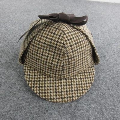 Chapéu Jaxon Deerstalker Masculino Médio Marrom Houndstooth Lã Holmes Aba de Orelha - Imagem 1 de 4