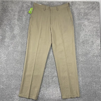 Pantalones de vestir Haggar para hombre 34 x 32 beige H26 premium elásticos frente plano nuevos Foto 1 de 4