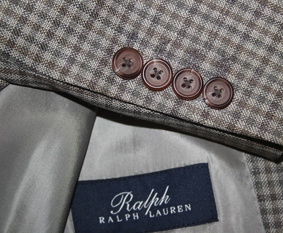 Abrigo deportivo Ralph Lauren para hombre 43L a cuadros guinga lana seda lino 2B 1 ventilación Foto 1 de 4