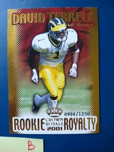 2001 Crown Royale Rookie Royalty David Terrell #14 Michigan RC /1250 - Picture 1 of 2