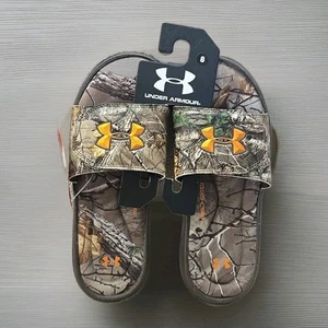 Under Armour Ignite Realtree Camo Boys Slides 1240778 NWT 8 YC - Picture 1 of 6