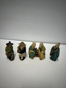 Vintage Chinese Mud Man Mudmen Figurine Pottery Lot Of 4 Figurines 3” 3.5” - Bild 1 von 21