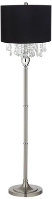 Lámpara de Pie Moderna Acero Satinado Cristales Tela Negra Pantalla para Salón Oficina Foto 1 de 4