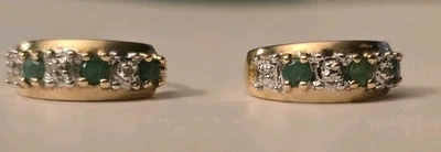 Pendientes de aro de diamantes esmeralda rellenos de oro de ley 925 regalo Navidad .75" Foto 1 de 4