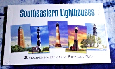 US 3787-3791 SOUTHEASTERN LIGHTHOUSES 20 STAMPED POSTAL CARDS , 5 DESIGNS SEALED - Image 1 of 4