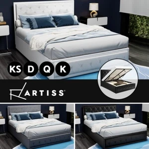 Artiss Bed Frame Queen King Single Double Full Size Gas Lift Base With Storage - Picture 1 of 18