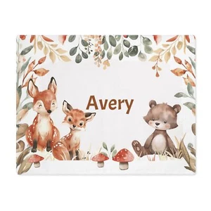 Custom Woodland Creatures Children's Name Washable Placemat - 18 inch x 14 inch - Picture 1 of 4
