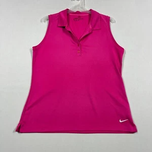 Nike Pink Sleeveless Dri-Fit Golf Polo Shirt Top Womens Large L - Picture 1 of 12