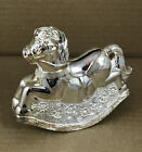 Silver Plate Rocking Horse Coin Piggy Bank With Bottom   Plate 5” Tall