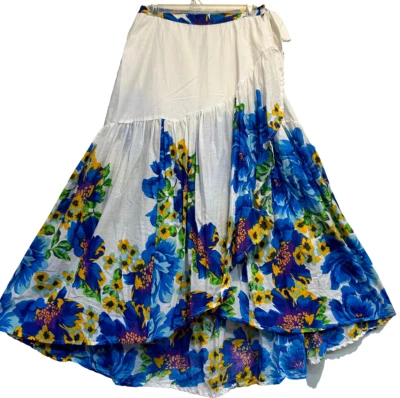 Saia nova com etiquetas SACRED THREADS boho funky hippie floral envoltório algodão babado O/S serve M/G - Imagem 1 de 4