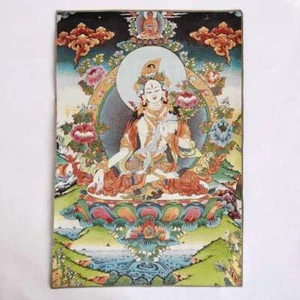 Arazzo murale Tibet tessuto seta ricamo buddismo thangka bianco dea Tara - Foto 1 di 6