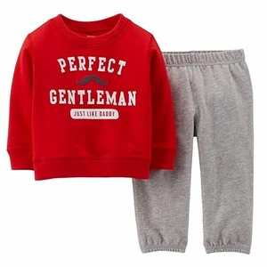 CARTER'S BABY BOY 2PC PERFECT GENTLEMEN RED SHIRT PANT SET NB 3M VALENTINE'S DAY - Picture 1 of 1