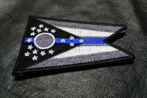 OHIO STATE FLAG THIN BLUE LINE POLICE TACTICAL SWAT HOOK PATCH BY MILTACUSA - Picture 1 of 1
