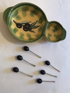 Plato de oliva aperitivo plato para servir con aceitunas 6 tenedores - Imagen 1 de 4