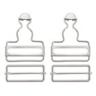 Overall Buckles, 2 Sets Metal Suspender Replacement Buckles 38mm, Silver Tone