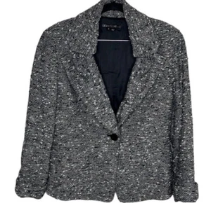 Lafayette 148 Black White Tweed Single Button Blazer Sz 6 - Picture 1 of 6