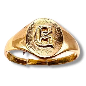 Initial Letter G Signet 14k Yellow Gold Oval Baby Pinky Ring SZ 3 - Picture 1 of 17