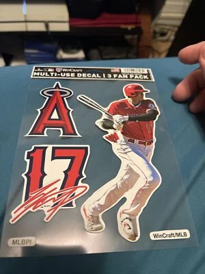 SHOHEI OHTANI LOS ANGELES ANGELS 3 PIECE MULTI-USE DECAL FAN PACK MLB LICENSED - Image 1 of 2