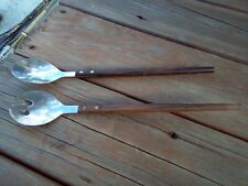 Stainless steel Salad Forks And Spoons with wooden Handel 