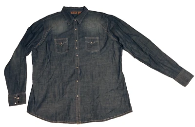 Camisa de mezclilla Wrangler para mujer talla XXL manga larga azul perla a presión Jean Top Foto 1 de 4