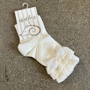Nucleo white ruffle anklet socks girls 28/30 made in Italy NWT - Picture 1 of 8