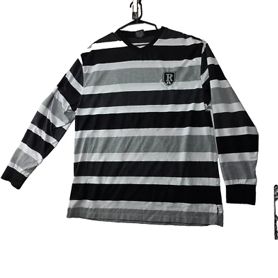 Camisa listrada manga longa Red Ape 4XL preta cinza logotipo RA – Usado - Imagem 1 de 4