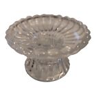 Partylite Clear Glass Single Candle Holder 2.5"  X 3.5" Mcm Clear Scalloped