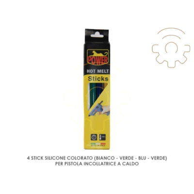 4 ricariche colla stick silicone colorato per pistola incollatrice a caldo vari  - Immagine 1 di 2