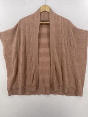 Cárdigan abierto a rayas texturizadas beige Lilla P para mujer chal mezcla de líneas de algodón Foto 1 de 4