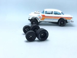 R168 Hotwheels 1/64 Real riders # Hoosier Black, Gasser/Camaro Rubber wheels - Picture 1 of 5
