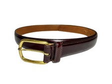 Trafalgar Hand Made in USA Brown Córdoba Leather Brass Buckle Dress Belt 34