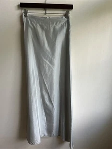 JS Collection Maxi Evening A Line Lined Skirt Gray Silver Made In Canada Sz 4 - Picture 1 of 13