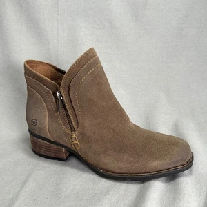 Born Malta II Taupe Avola Distressed Suede Leather Ankle Booties Zip Up 8(38-39) - Picture 1 of 16