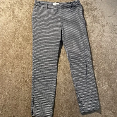 Pantalones H&M para mujer 8 azules geométricos tiro medio chinos tobillo recto carrera cremallera lateral Foto 1 de 4