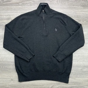 Polo Ralph Lauren Pullover Herren Medium Grau 1/4 Zip Pony Preppy Pulli Classic - Bild 1 von 9