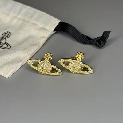 Pendientes Vivienne Westwood Oro Mini Bajor Relieve Planeta Orbe Nuevos Con Caja Foto 1 de 4