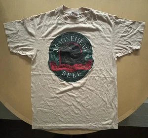 T-shirt vintage Moosehead anni 90 pesante "The Moose Is Loose" Canada Lager L - Foto 1 di 5