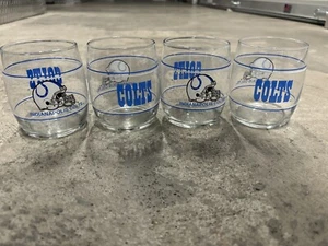 Set of 4 Vintage Indianapolis Colts 3 3/4” Drinking Glass NFL Stemless Tumbler - Picture 1 of 6
