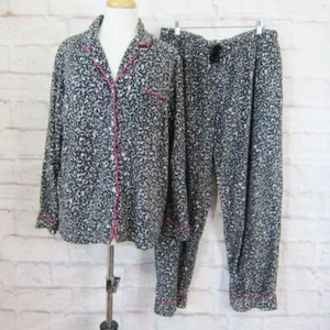 DKNY Womens Leopard Print Fleece Pajama Set size XL - Picture 1 of 9
