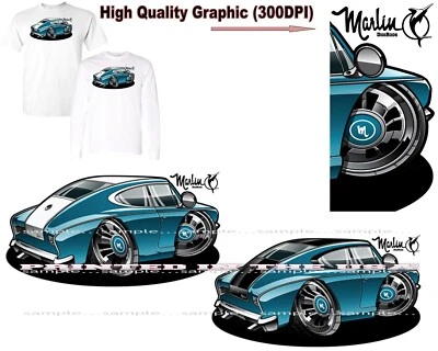 Camiseta AMC American Motors Vintage Azul Marlin DigiRods Dibujos Animados Coche S-5X Foto 1 de 4