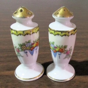 Noritake Modjeska Salt & Pepper Shakers Set Porcelain Fruit Floral Urn Miniature - Picture 1 of 24