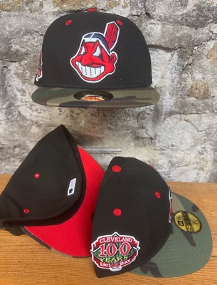 Cleveland Indians Wahoo New Era Fitted Club 59Fifty Black Camo Authentic - Image 1 of 4
