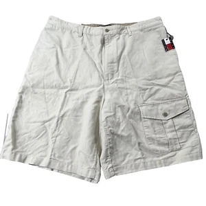 NWT Tommy Hilfiger Y2K Linen Blend Khaki Cargo Shorts Mens 38 Preppy Beach - Picture 1 of 12