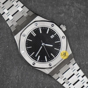 Custom Made 42mm RO "Jumbo" Style Black Dial Mod Watch NH35 Automatic Movement - Picture 1 of 7