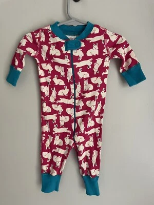 Hanna Andersson 50 Niñas 0-6 Meses Conejo Conejo Ropa de Dormir Rosa Fucsia Foto 1 de 2