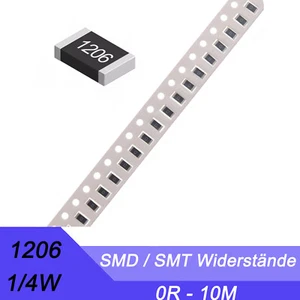 SMD Widerstände Widerstand Bauform 1206 1% 1/4W Werte WÄHLBAR 0,25W Resistor - Picture 1 of 2